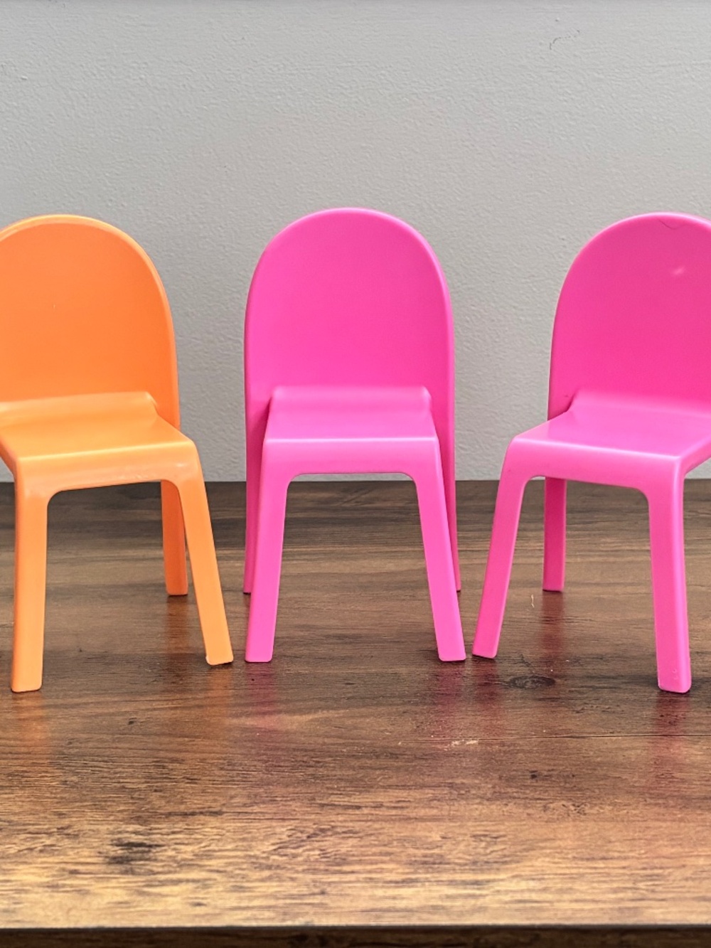 Barbie Replacement Chairs Dream House Kitchen Dining Room Pink Orange Set 3 LOT